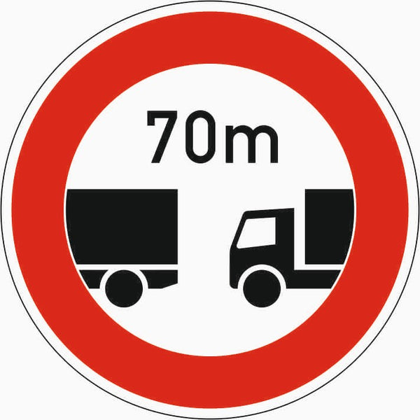 Verkehrszeichen "Verbot des Unterschreiten des angegebenen Mindestabstandes" - VZ 273