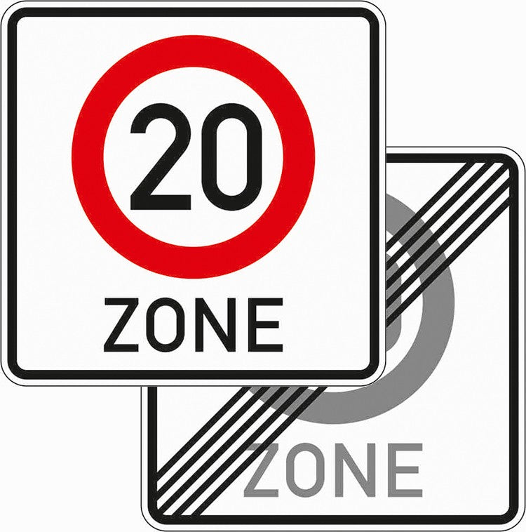 Verkehrszeichen "Beginn/Ende einer Tempo 20-Zone, doppelseitig" - VZ 274.1-41