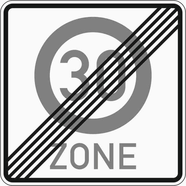 Verkehrszeichen "Ende einer Tempo 30-Zone" - VZ 274.2