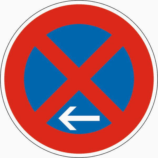 Verkehrszeichen "Absolutes Haltverbot Ende (Aufstellung links)" - VZ 283-11