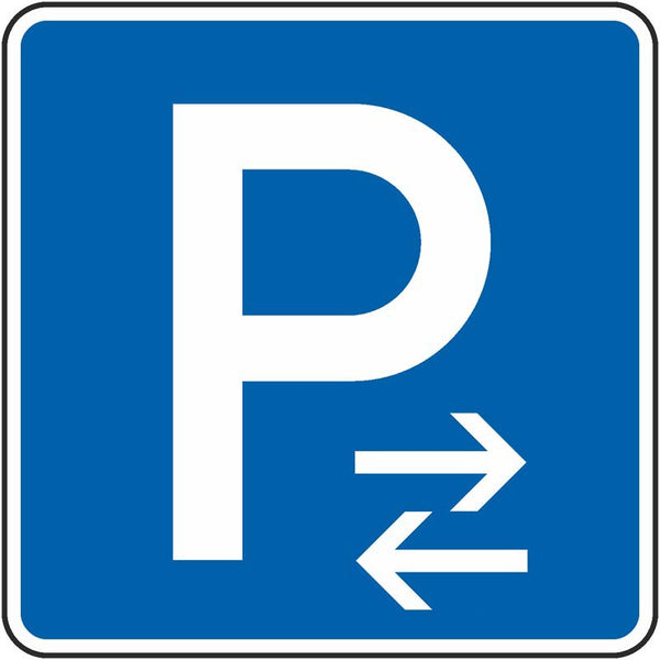 Verkehrszeichen "Parken Mitte (Aufstellung links)" - VZ 314-31