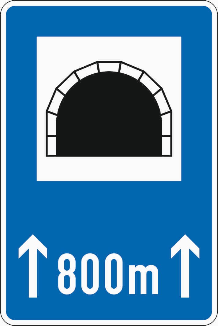 Verkehrszeichen "Tunnel, mit Längenangabe in m" - VZ 327-50