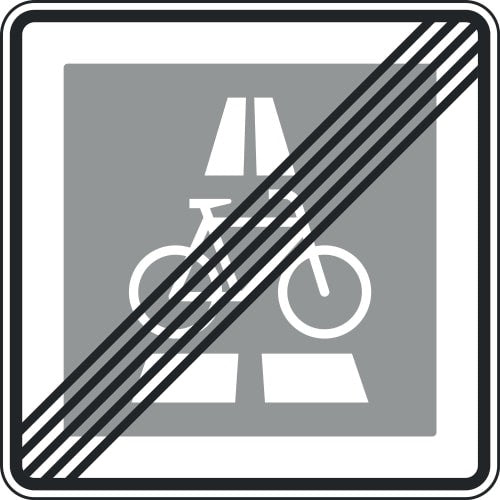 Verkehrszeichen "Ende des Radschnellwegs - Aufstellung links" - VZ 350.2-20