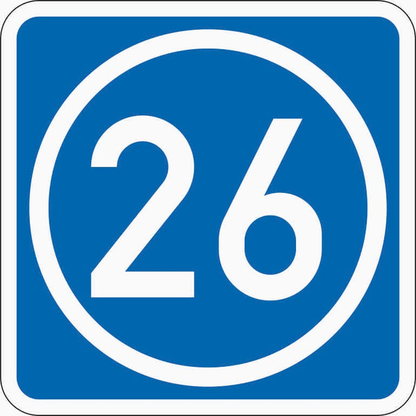 Verkehrszeichen "Knotenpunkte der Autobahnen - ein- oder zweistellige Nummer" - VZ 406-50