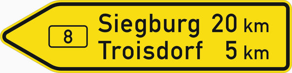 Verkehrszeichen "Pfeilwegweiser auf Bundesstraßen, linksweisend" - VZ 415-10