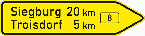 Verkehrszeichen "Pfeilwegweiser auf Bundesstraßen, rechtsweisend" - VZ 415-20