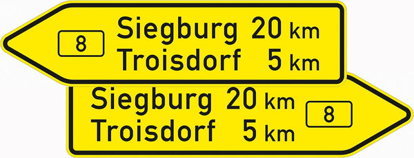 Verkehrszeichen "Pfeilwegweiser auf Bundesstraßen, doppelseitig" - VZ 415-40