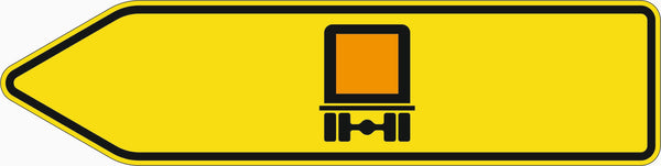Verkehrszeichen "Pfeilwegweiser für kennzeichnungspflichtige Fahrzeuge mit gefährlichen Gütern, linksweisend" - VZ 421-11