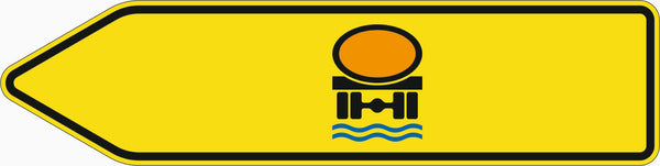 Verkehrszeichen 421-12 „Pfeilwegweiser für Fahrzeuge mit wassergefährdender Ladung, linksweisend“ - VZ 421-12