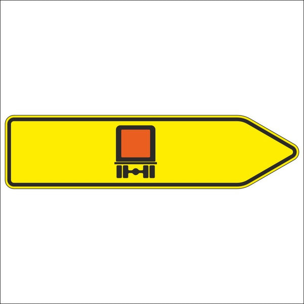Verkehrszeichen 421-21 „Pfeilwegweiser für kennzeichnungspflichtige Fahrzeuge mit gefährlichen Gütern, rechtsweisend - VZ 421-21
