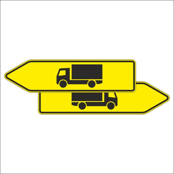 Verkehrszeichen 421-40 „Pfeilwegweiser für KFZ mit einer zulässigen Gesamtmasse über 3,5 t, doppelseitig“ - VZ 421-40