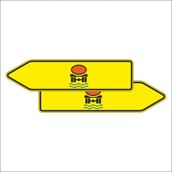 Verkehrszeichen 421-42 „Pfeilwegweiser für Fahrzeuge mit wassergefährdender Ladung, doppelseitig“ - VZ 421-42