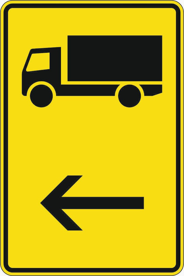 Verkehrszeichen 422-10 „Wegweiser für KFZ mit einer zulässigen Gesamtmasse über 3,5 t, hier links“ VZ - 422-10