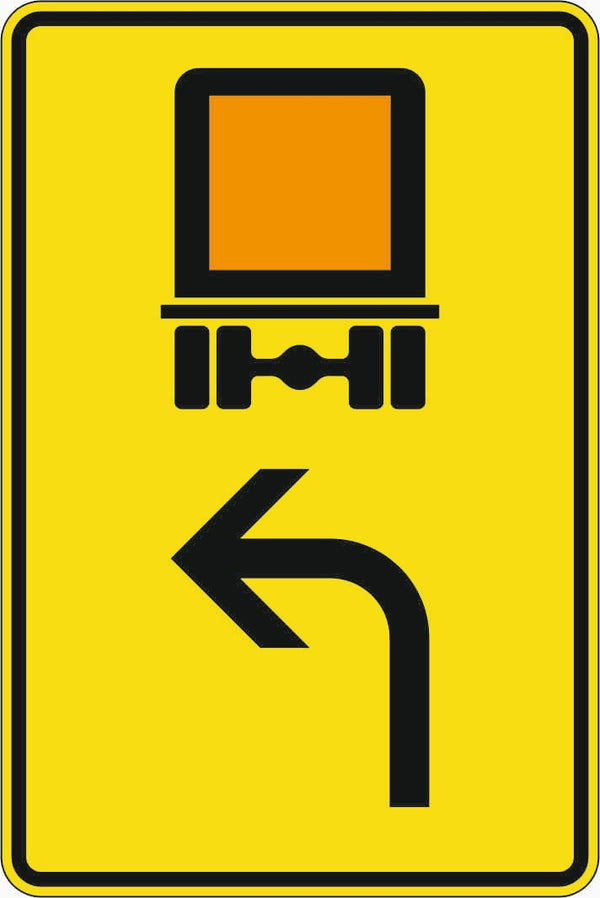 Verkehrszeichen 422-11 „Wegweiser für KFZ mit einer zulässigen Gesamtmasse über 3,5 t, links einordnen“ - VZ 422-11