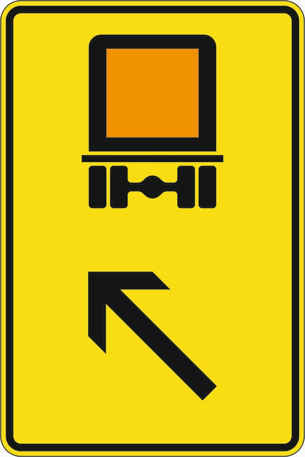 Verkehrszeichen 422-13 „Wegweiser für kennzeichnungspflichtige Fahrzeuge mit gefährlichen Gütern, links einordnen“ - VZ 422-13
