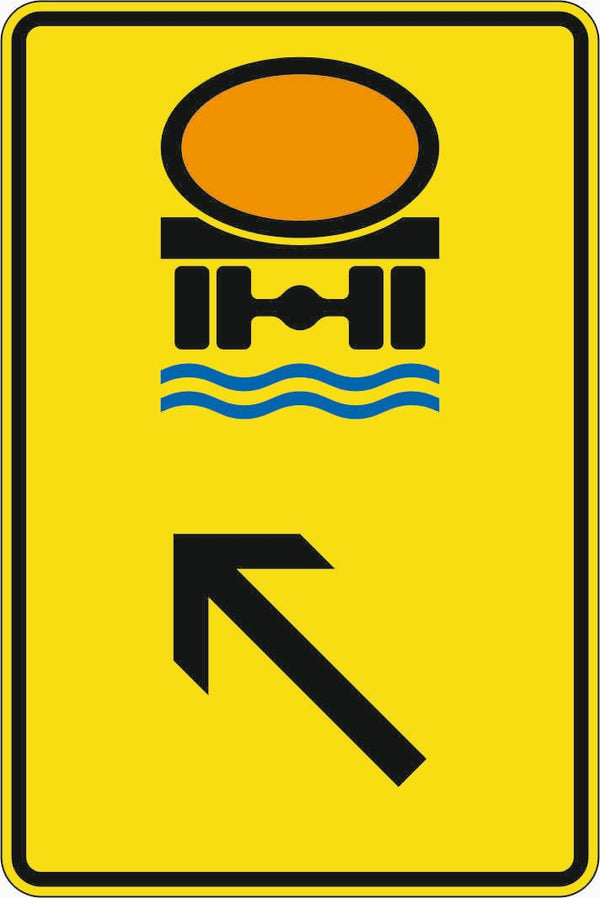 Verkehrszeichen 422-15 „Wegweiser für Fahrzeuge mit wassergefährdender Ladung, links einordnen“ - VZ 422-15