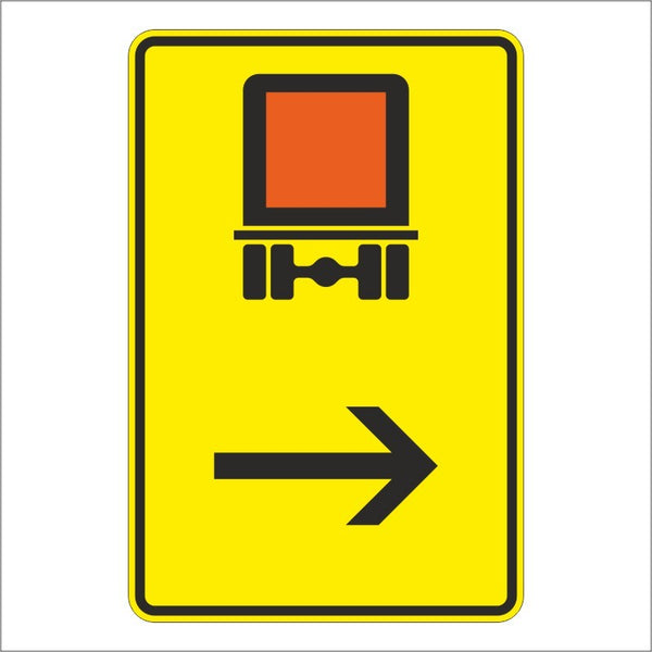 Verkehrszeichen 422-22 „Wegweiser für kennzeichnungspflichtige Fahrzeuge mit gefährlichen Gütern, hier rechts“ - VZ 422-22