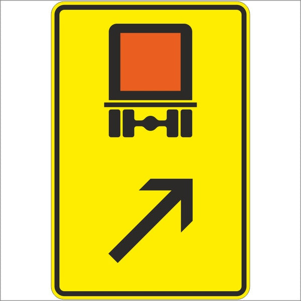 Verkehrszeichen 422-23 „Wegweiser für kennzeichnungspflichtige Fahrzeuge mit gefährlichen Gütern, rechts einordnen“ - VZ 422-23