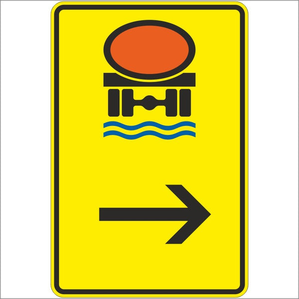 Verkehrszeichen 422-24 „Wegweiser für Fahrzeuge mit wassergefährdender Ladung, hier rechts“ - VZ 422-24