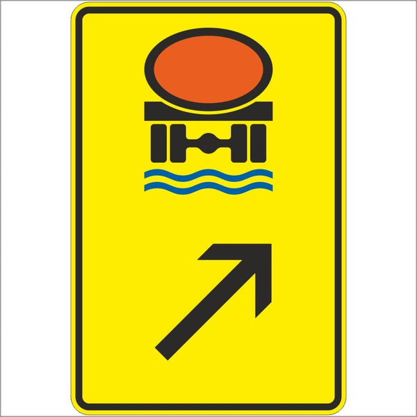 Verkehrszeichen 422-25 „Wegweiser für Fahrzeuge mit wassergefährdender Ladung, rechts einordnen“ - VZ 422-25
