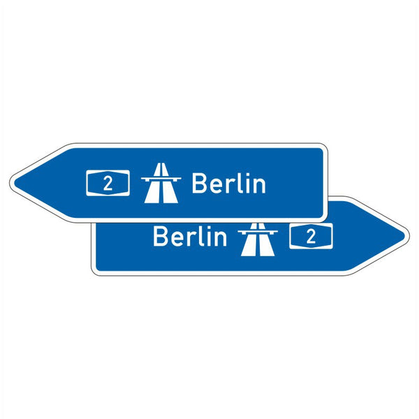 Verkehrszeichen 430-40 „Pfeilwegweiser zur Autobahn, doppelseitig“ - VZ 430-40