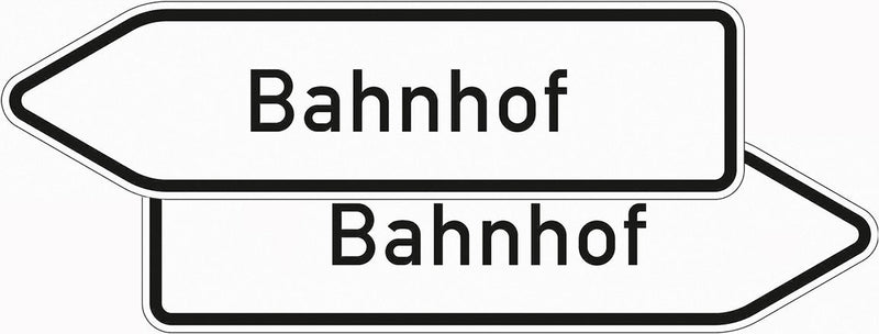 Verkehrszeichen "Pfeilwegweiser zu Zielen mit erheblicher Verkehrsbedeutung, doppelseitig" - VZ 432-40