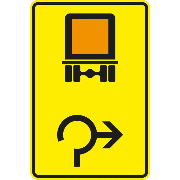 Verkehrszeichen 442-25 „Vorwegweiser für kennzeichnungspflichtige Fahrzeuge mit gefährlichen Gütern im Kreisverkehr, rechtsweisend“- 442-25