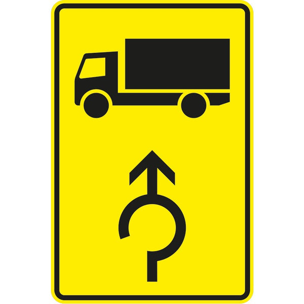 Verkehrszeichen 442-30 „Vorwegweiser für KFZ mit einer zulässigen Gesamtmasse über 3,5t im Kreisverkehr, rechtsweisend“- 442-30