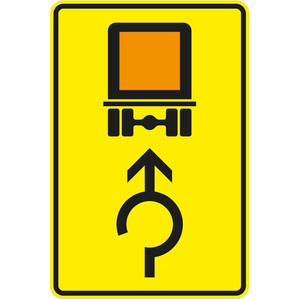 Verkehrszeichen 442-31 „Vorwegweiser für kennzeichnungspflichtige Fahrzeuge mit gefährlichen Gütern im Kreisverkehr, geradeaus“- 442-31