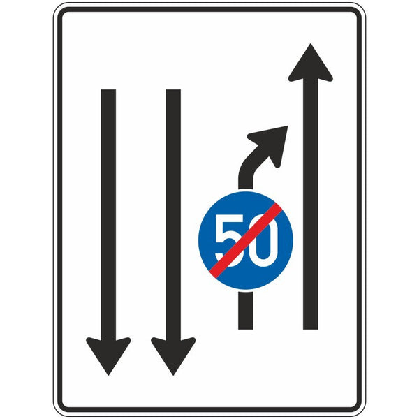 Verkehrszeichen 536-21 „Einengungstafel“ mit Zeichen 279 - VZ 536-21