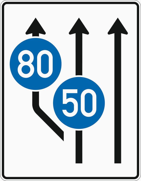 Verkehrszeichen 545-11 „Aufweitungstafel“ mit Zeichen 275 - VZ 545-11