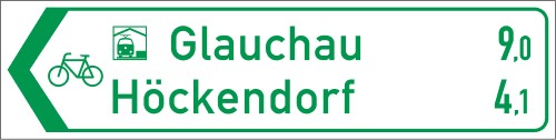 Radwegschild als Pfeilwegweiser, einseitig