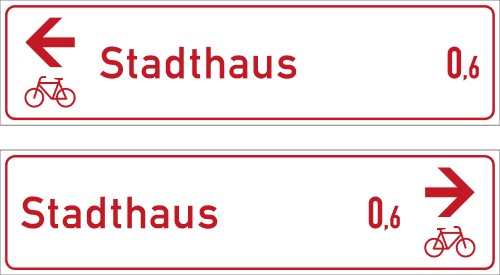 Radwegschild als Tabellenwegweiser, doppelseitig