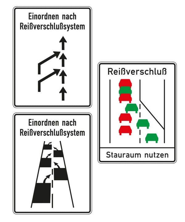 Verkehrszeichen "Reißverschlussverfahren"