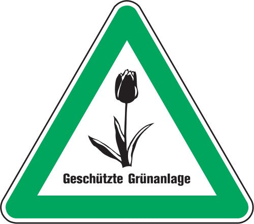 Verkehrszeichen "Tulpenschild - Geschützte Grünanlage"