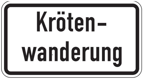 Verkehrszeichen "Umweltschutzschild „Krötenwanderung“ (Text)"